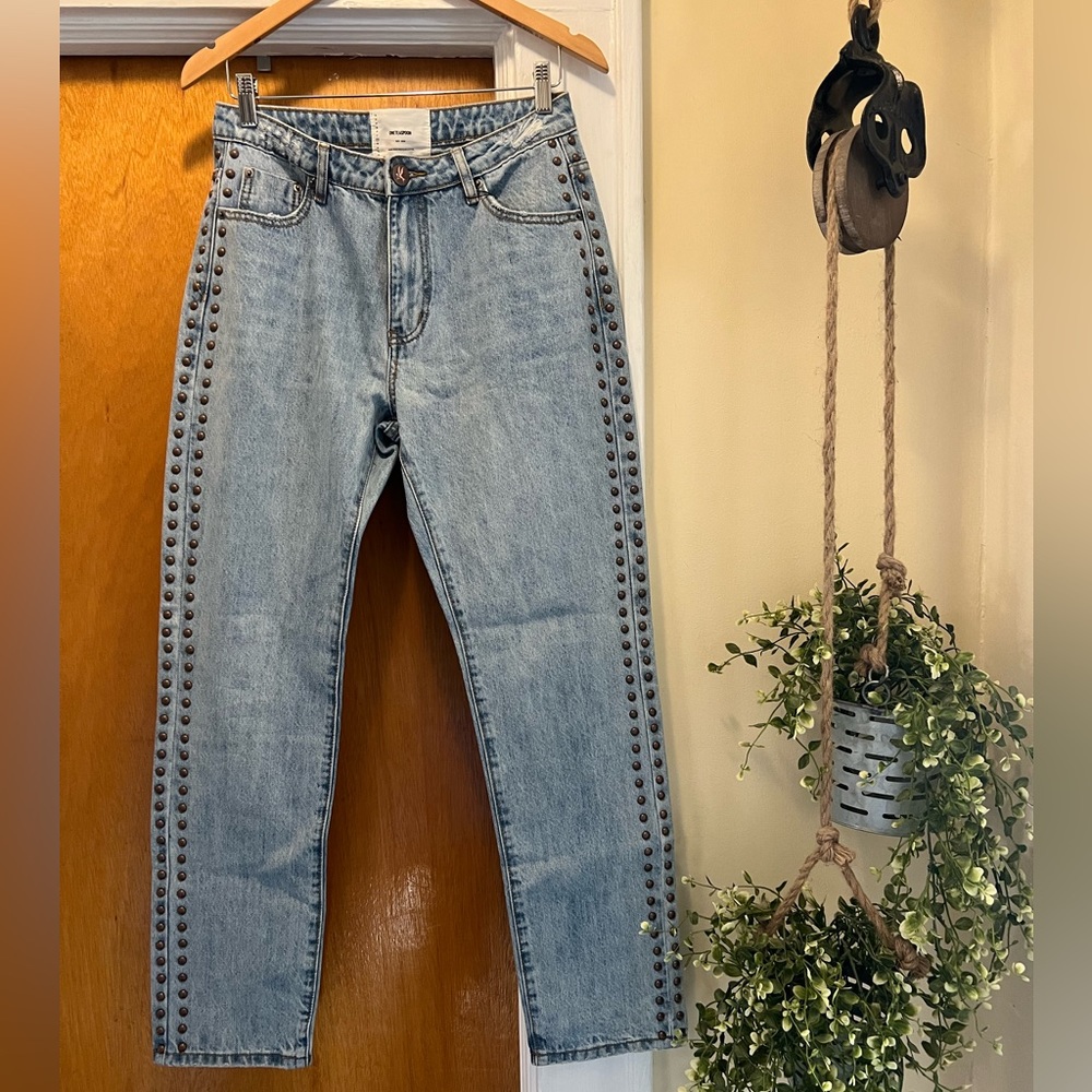 Free People High Waisted Jeans with Brass Rivets NWT